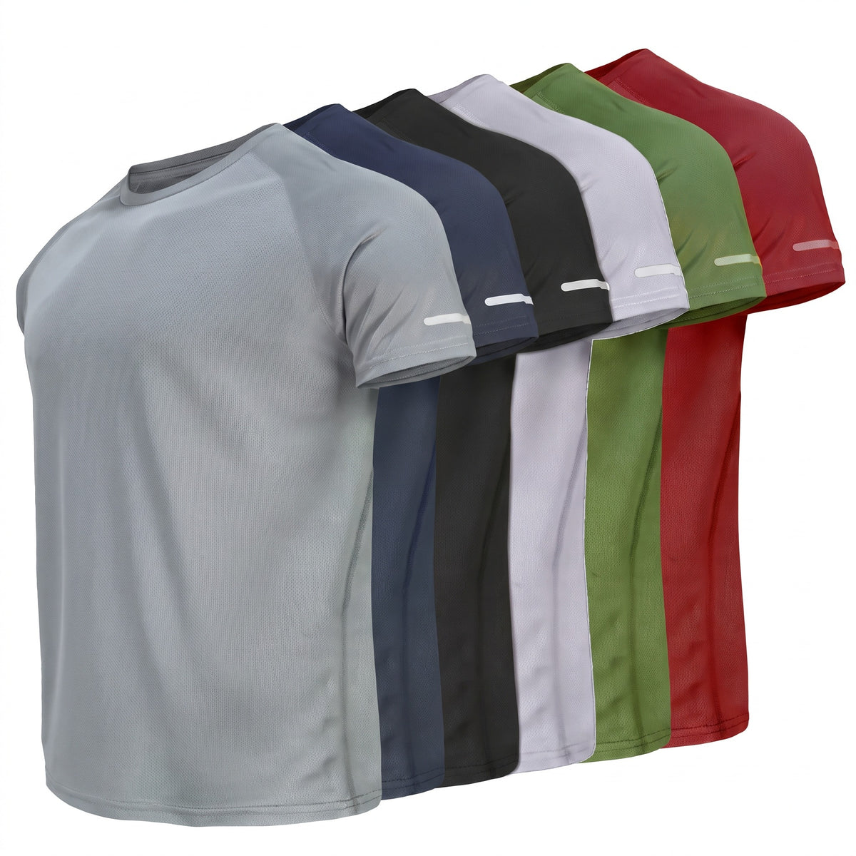 6 Pack Sport T Shirts Reflective Print Quick Dry Crew Neck Tees, product photo 1