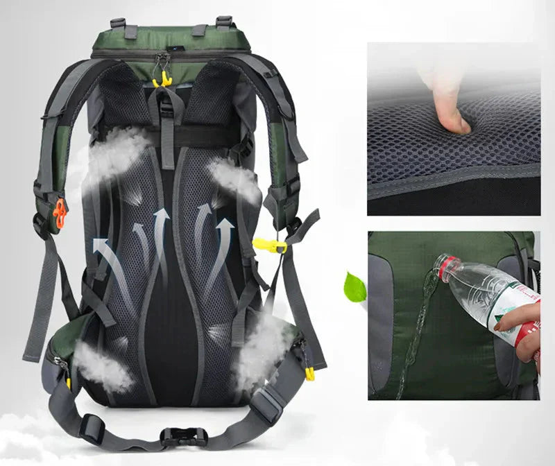 60L Waterproof Hiking Backpack Large Capacity Outdoor Travel Pack – product view 7 | Great Lakes Outdoor