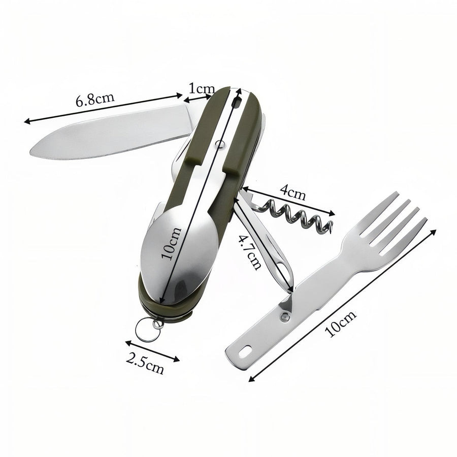 7-in-1 Camping Cutlery Tool Foldable Stainless Steel Utensil Set – product view 3 | Great Lakes Outdoor
