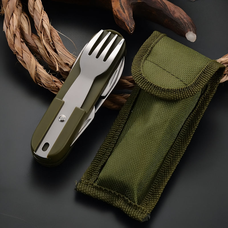 7-in-1 Camping Cutlery Tool Foldable Stainless Steel Utensil Set – product view 6 | Great Lakes Outdoor
