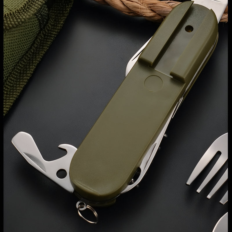 7-in-1 Camping Cutlery Tool Foldable Stainless Steel Utensil Set – product view 7 | Great Lakes Outdoor