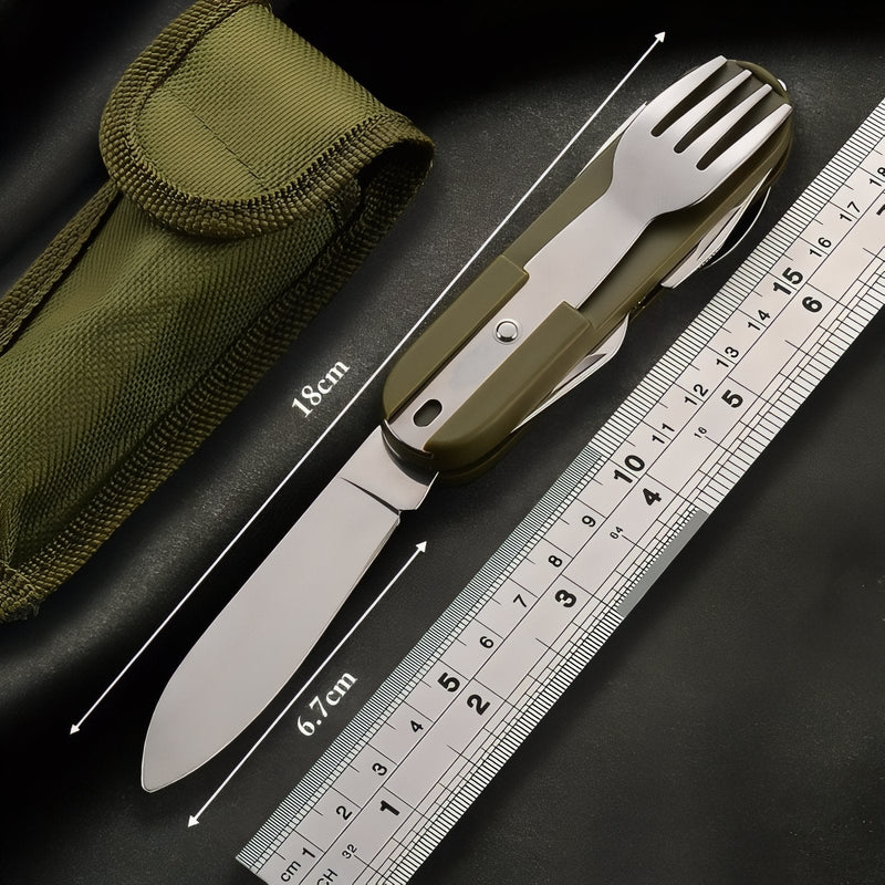7-in-1 Camping Cutlery Tool Foldable Stainless Steel Utensil Set – product view 10 | Great Lakes Outdoor