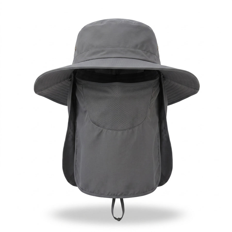 Anti UV Hiking Hat Mesh Vented Neck Cover Insect Shield Wide Brim, product photo 1