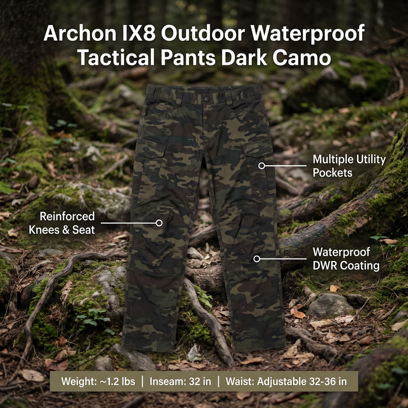 Archon IX8 Outdoor Waterproof Tactical Pants Dark Camo – product view 3 | Great Lakes Outdoor