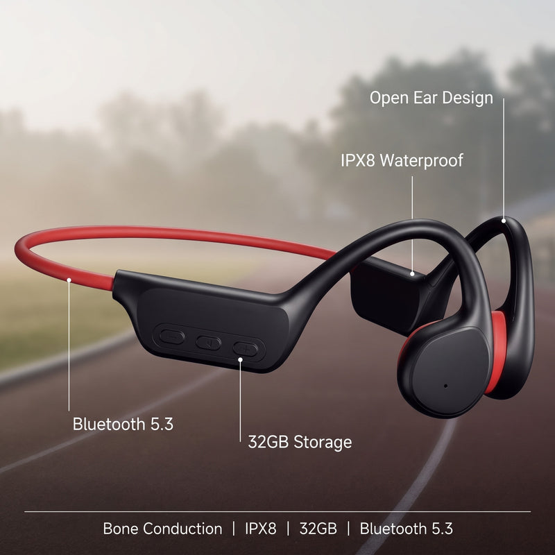 Bone Conduction Headphones IPX8 Waterproof 32GB Bluetooth Earphones, product photo 2
