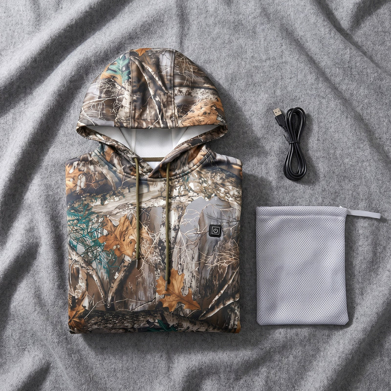 Camo Heated Hoodie 7 Heating Zones USB Unisex Hunting Sweatshirt, product photo 6