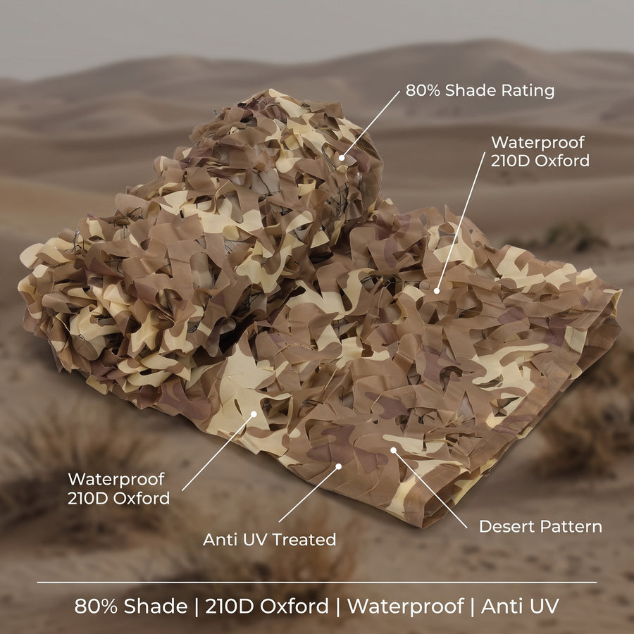 Camouflage Net Desert Sand 210D Oxford Waterproof UV Treated Shade, product photo 2