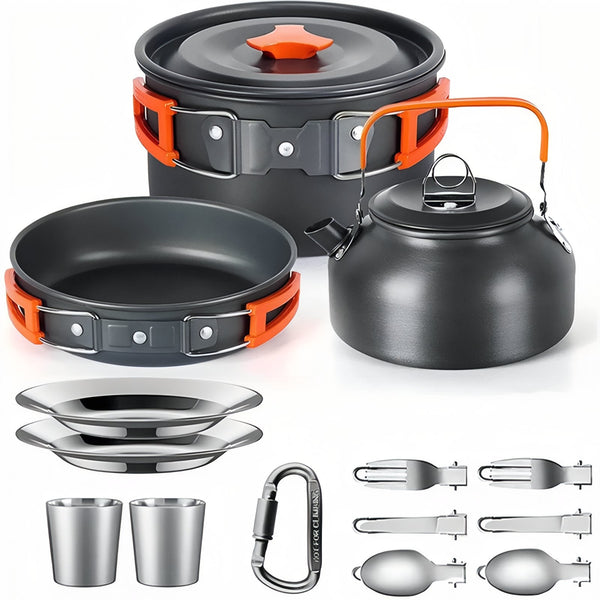 Camping Cookware Set 2-Person Lightweight Backpacking Mess Kit