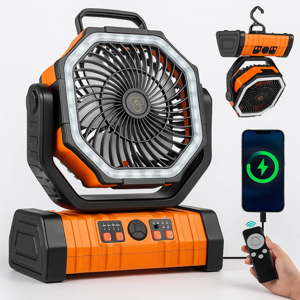 Camping Fan with Light Rechargeable 3 in 1 Portable Outdoor Fan