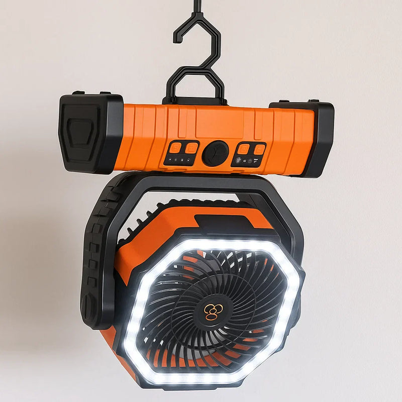 Camping Fan with Light Rechargeable 3 in 1 Portable Outdoor Fan – product view 2 | Great Lakes Outdoor