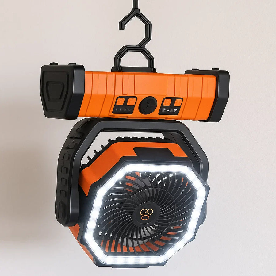 Camping Fan with Light Rechargeable 3 in 1 Portable Outdoor Fan – product view 2 | Great Lakes Outdoor