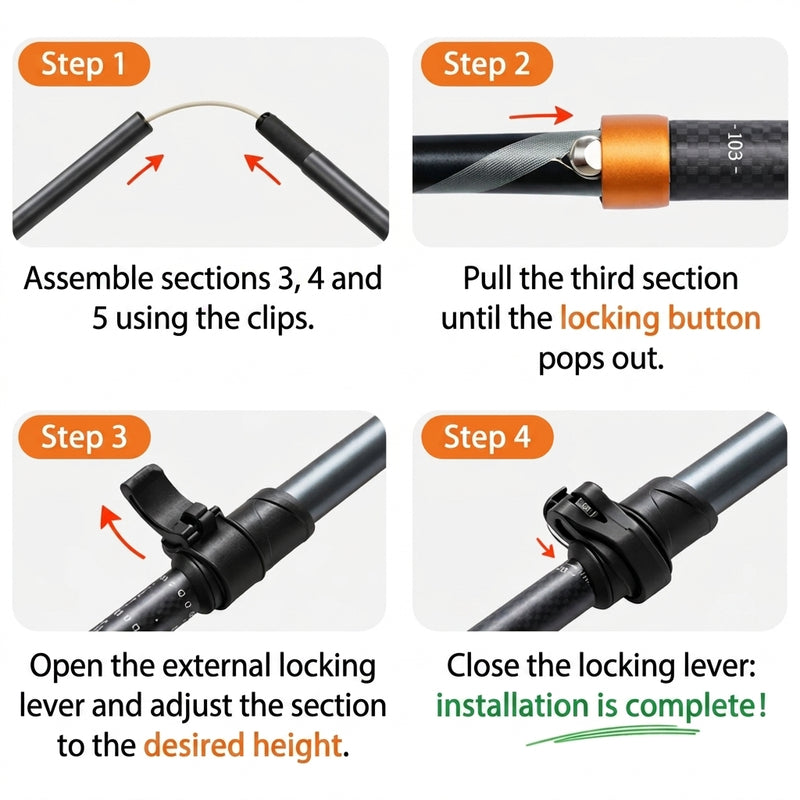 Carbon Fiber Folding Trekking Pole Lightweight Hiking Trail Stick – product view 2 | Great Lakes Outdoor