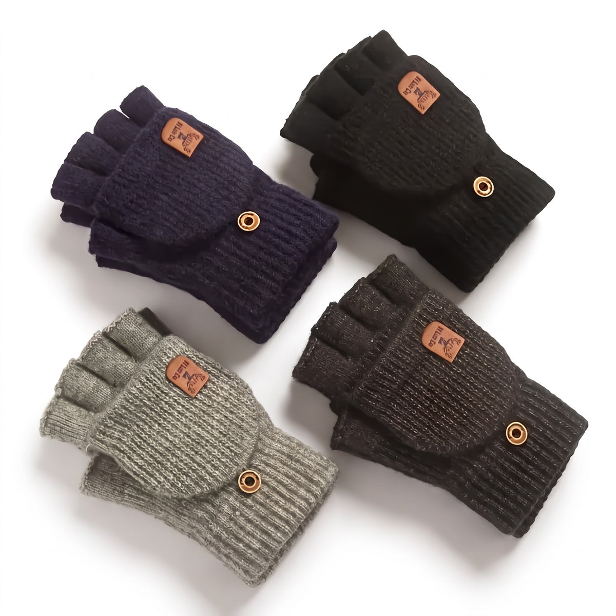 Cashmere Convertible Mittens Fingerless Knit Touchscreen Hand Warmers, product photo 1