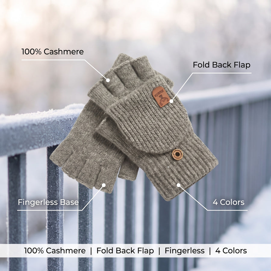 Cashmere Convertible Mittens Fingerless Knit Touchscreen Hand Warmers, product photo 2