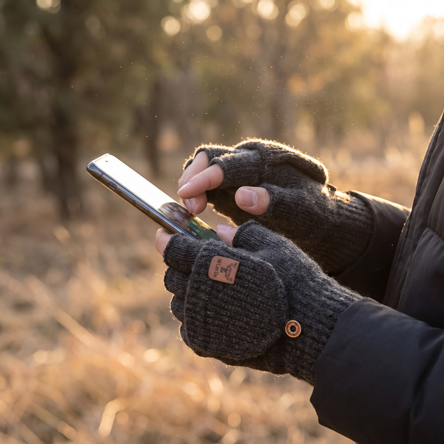 Cashmere Convertible Mittens Fingerless Knit Touchscreen Hand Warmers, product photo 3