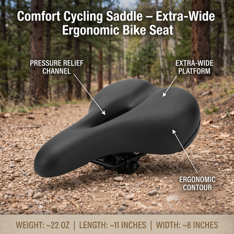 Comfort Cycling Saddle – Extra-Wide Ergonomic Bike Seat – product view 2 | Great Lakes Outdoor