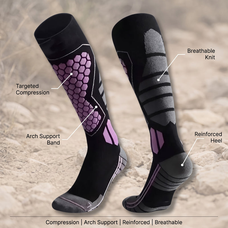 Compression Hiking Socks Tall Arch Support Reinforced Heel And Toe, product photo 2