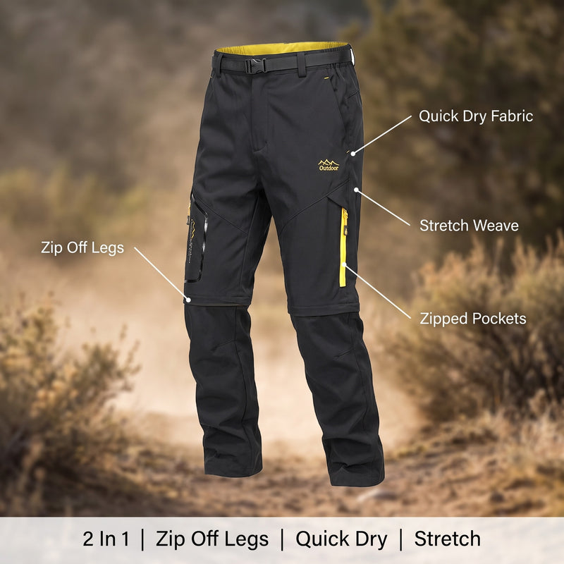 Convertible Hiking Pants 2 In 1 Zip Off Shorts Quick Dry Stretch, product photo 2