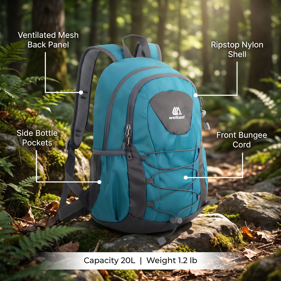 Day Hiking Backpack Lightweight 20L Pack for Outdoor Travel – product view 2 | Great Lakes Outdoor