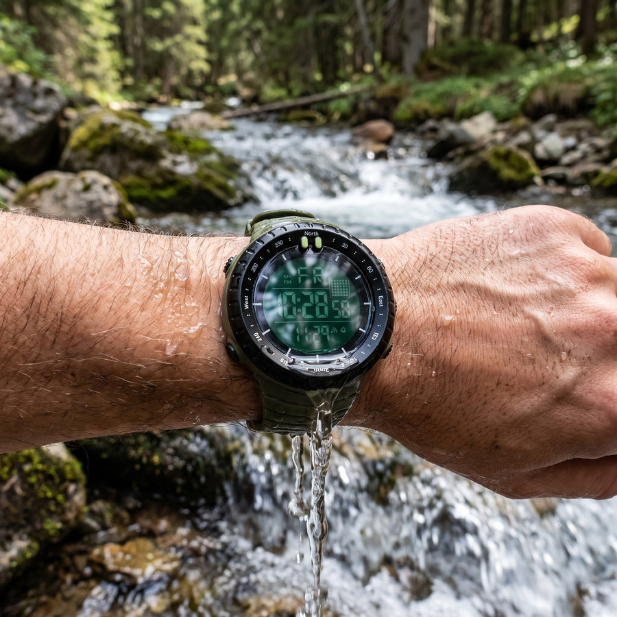 Digital Outdoor Watch Waterproof 50M Compass Alarm Sports Timepiece, product photo 5