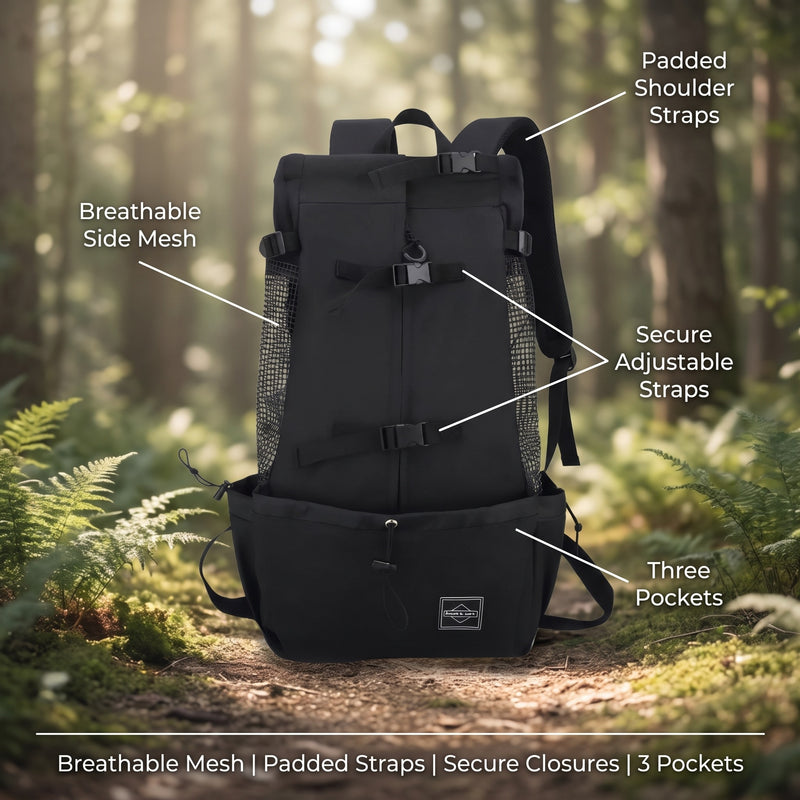 Dog Carrier Backpack Breathable Mesh Padded Straps Pet Hiking Pack, product photo 2