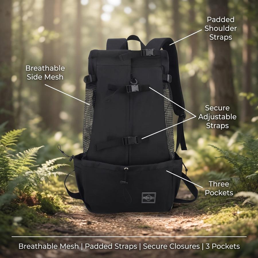 Dog Carrier Backpack Breathable Mesh Padded Straps Pet Hiking Pack, product photo 2