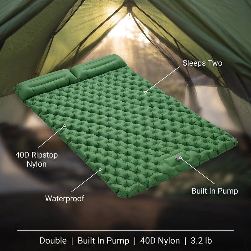 Double Air Mattress Built In Pump 40D Nylon Camping Sleeping Pad, product photo 2