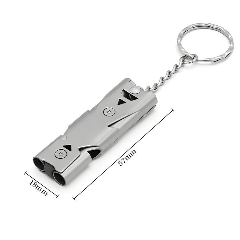 Double Tube Emergency Survival Whistle Loud 180dB Keychain Signal – product view 4 | Great Lakes Outdoor