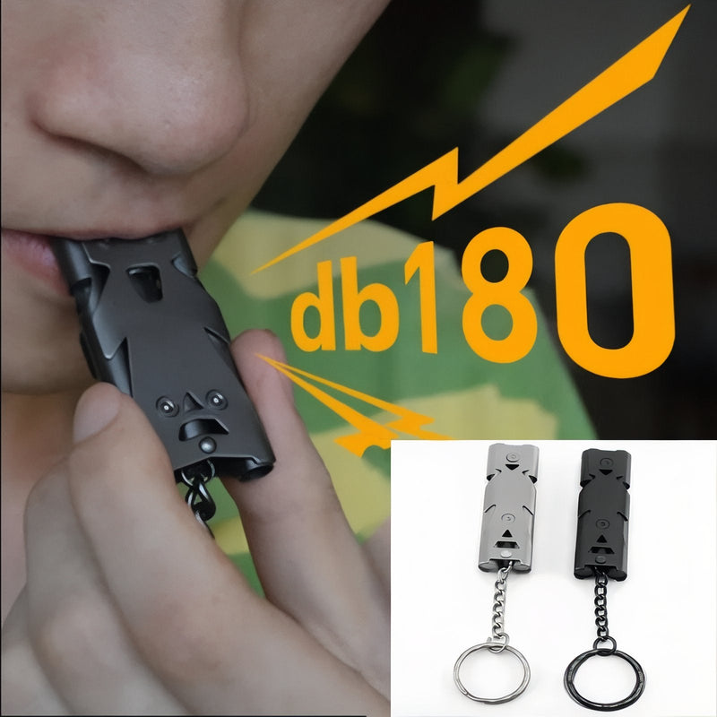 Double Tube Emergency Survival Whistle Loud 180dB Keychain Signal – product view 7 | Great Lakes Outdoor