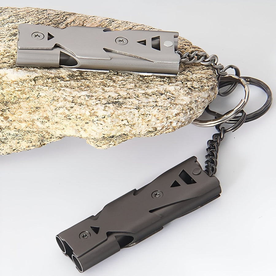 Double Tube Emergency Survival Whistle Loud 180dB Keychain Signal – product view 8 | Great Lakes Outdoor