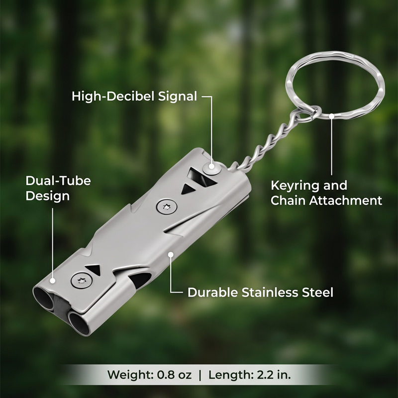 Double Tube Emergency Survival Whistle Loud 180dB Keychain Signal – features and specifications overview | Great Lakes Outdoor