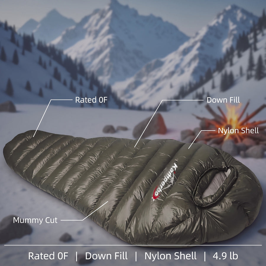 Down Mummy Sleeping Bag Rated 0F Nylon Shell Winter Expedition, product photo 2