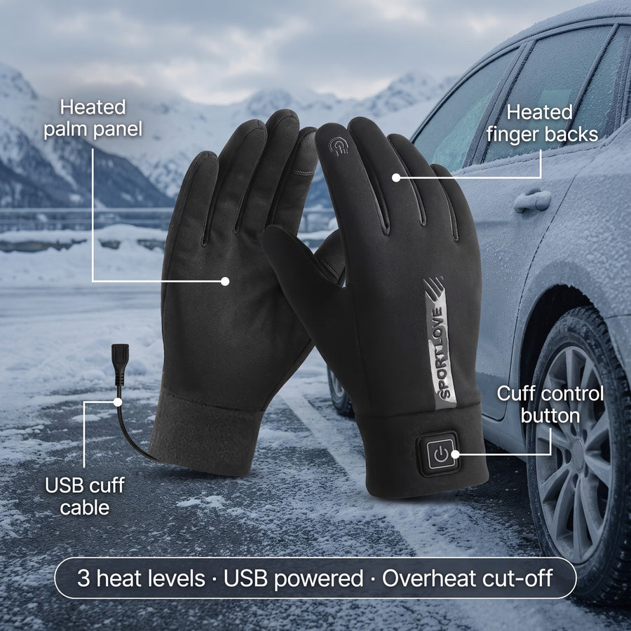 Dual Side USB Heated Gloves 3 Heat Levels Timer Electric Hand Warmers, product photo 2