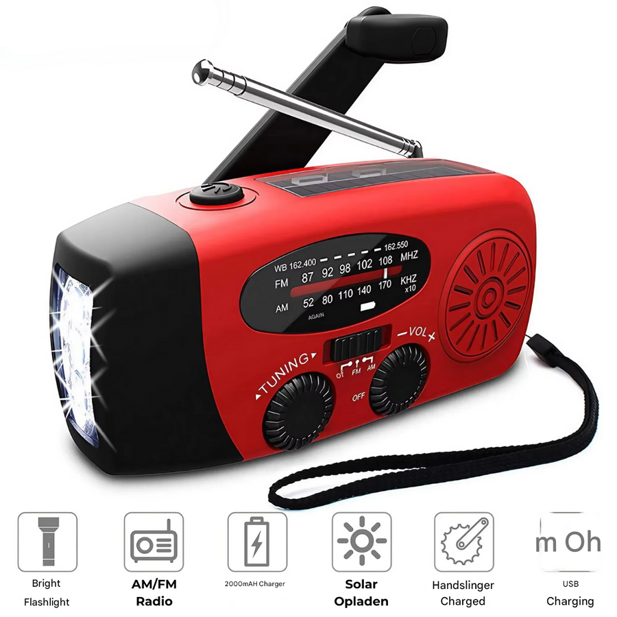 Emergency Radio Power Bank Flashlight Solar Hand Crank Weather Radio – product view 4 | Great Lakes Outdoor