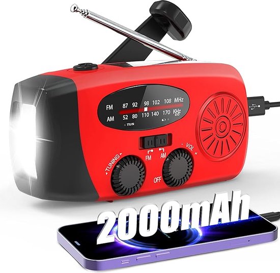 Emergency Radio Power Bank Flashlight Solar Hand Crank Weather Radio – product view 6 | Great Lakes Outdoor