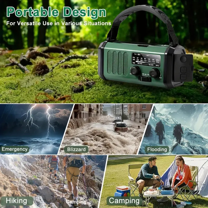 Emergency Weather Radio 10000mAh Solar Hand Crank NOAA Survival Radio, product photo 2