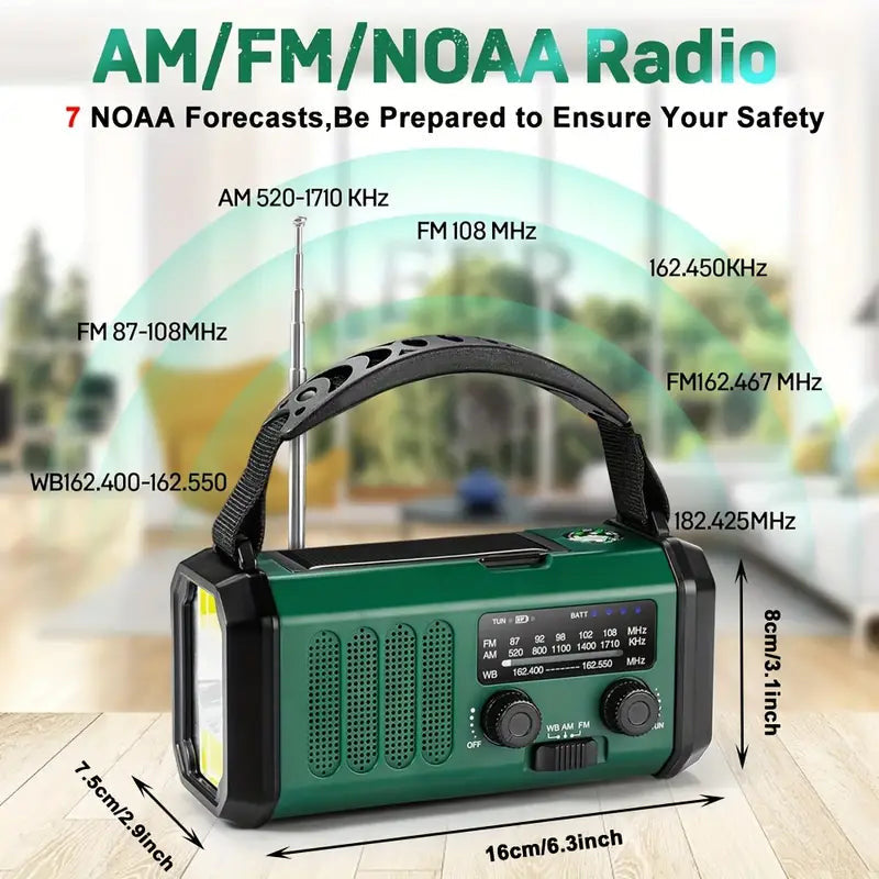 Emergency Weather Radio 10000mAh Solar Hand Crank NOAA Survival Radio, product photo 9