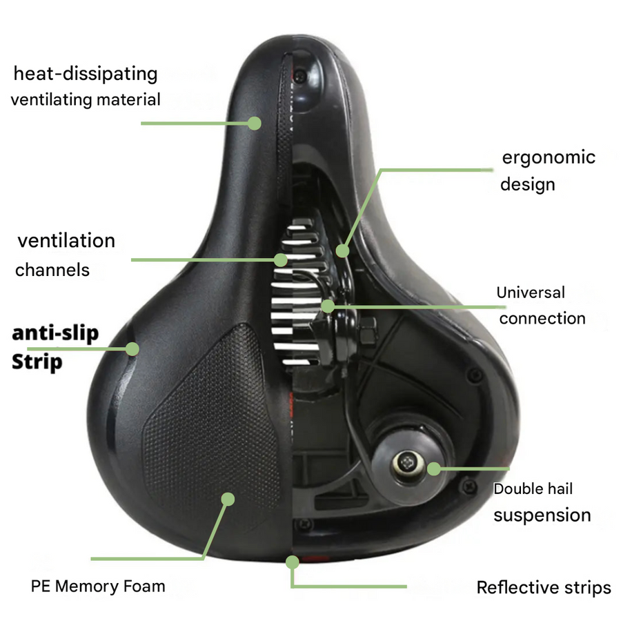 Ergonomic Bike Saddle Memory Foam Comfortable Bicycle Seat – product view 5 | Great Lakes Outdoor