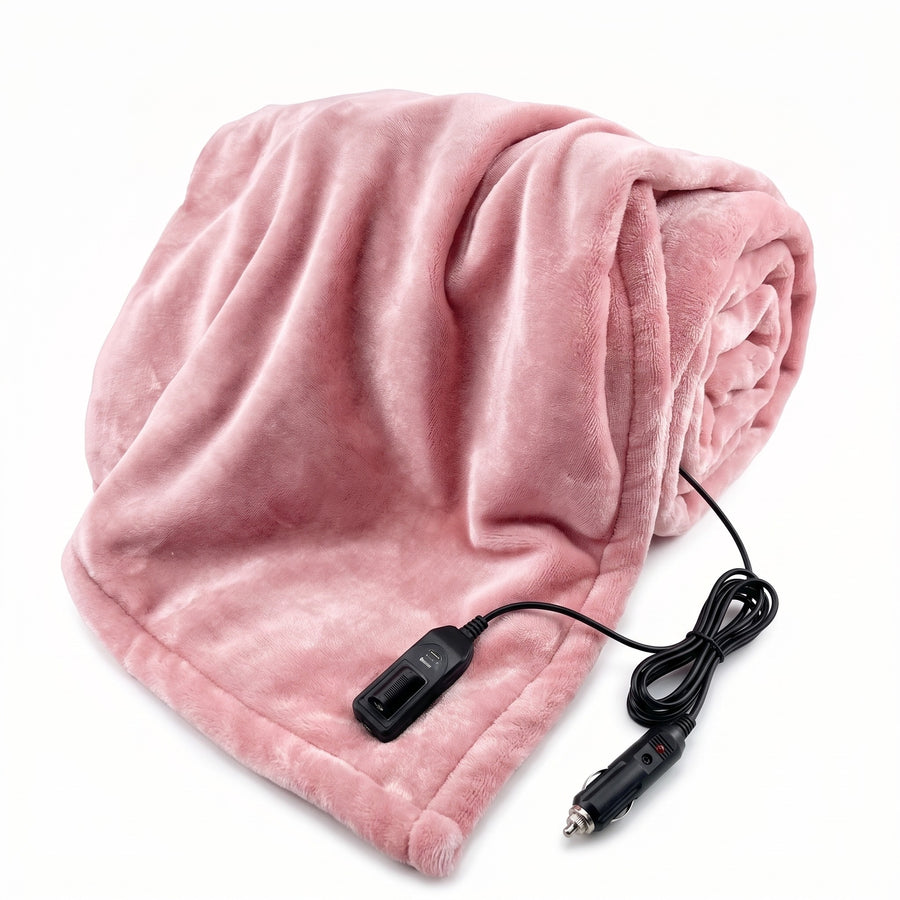 Flannel 12V Heated Car Blanket 9 Heat Levels Timer Travel Throw, product photo 7