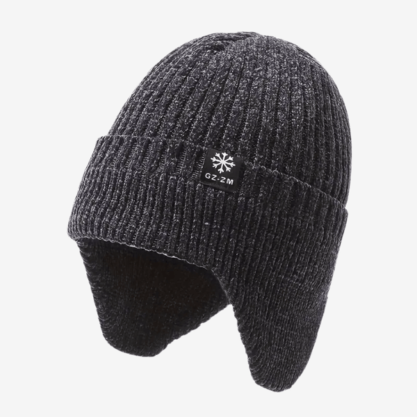 Fleece-Lined Knit Winter Hat Warm Earflap Beanie for Men