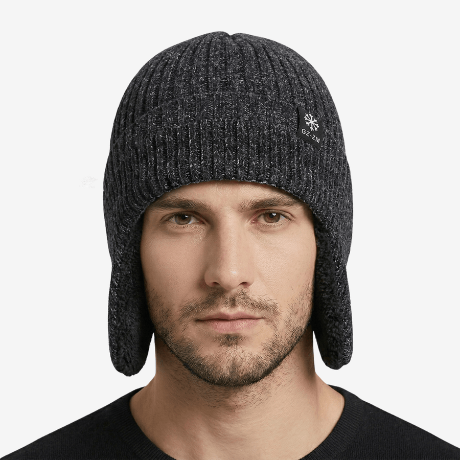 Fleece-Lined Knit Winter Hat Warm Earflap Beanie for Men – product view 2 | Great Lakes Outdoor