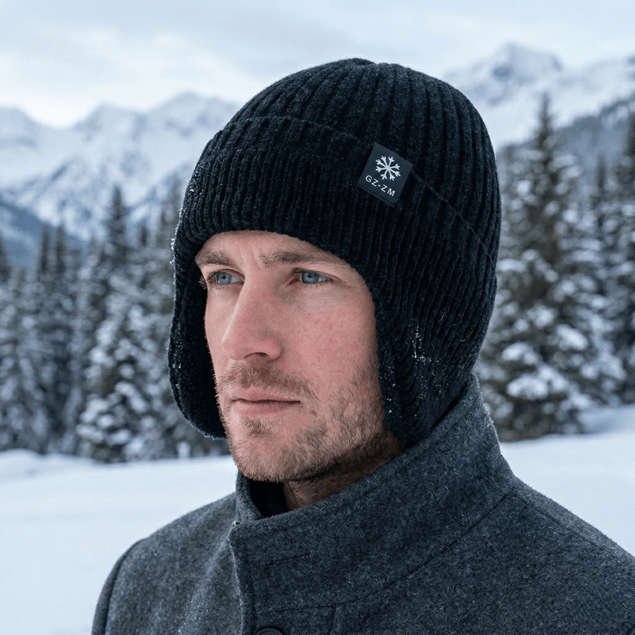 Fleece-Lined Knit Winter Hat Warm Earflap Beanie for Men – product view 3 | Great Lakes Outdoor