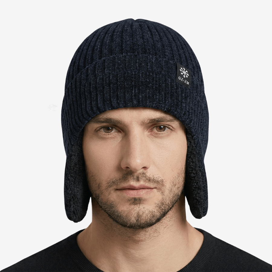Fleece-Lined Knit Winter Hat Warm Earflap Beanie for Men – product view 7 | Great Lakes Outdoor
