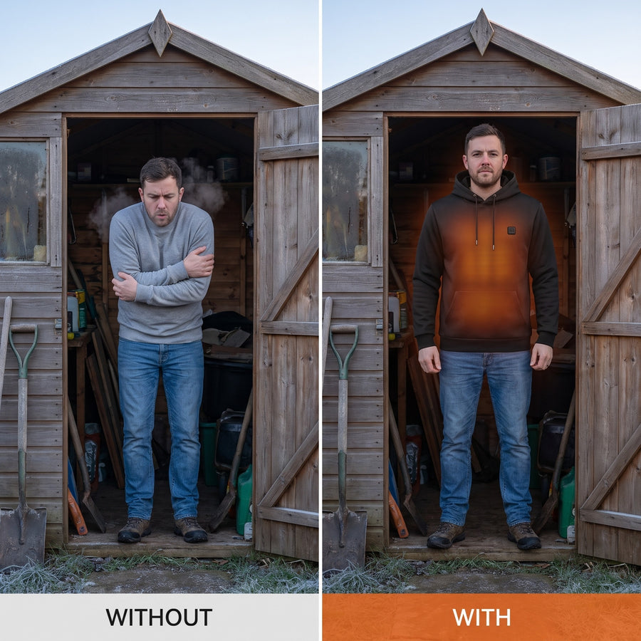 Fleece Lined USB Heated Hoodie 7 Zones Kangaroo Pocket Sweatshirt, product photo 4