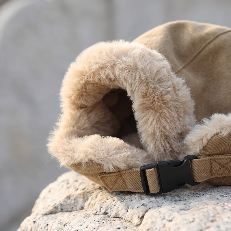Fur Lined Winter Hat Windproof Ear Flap Warm Outdoor Trapper Cap, product photo 4
