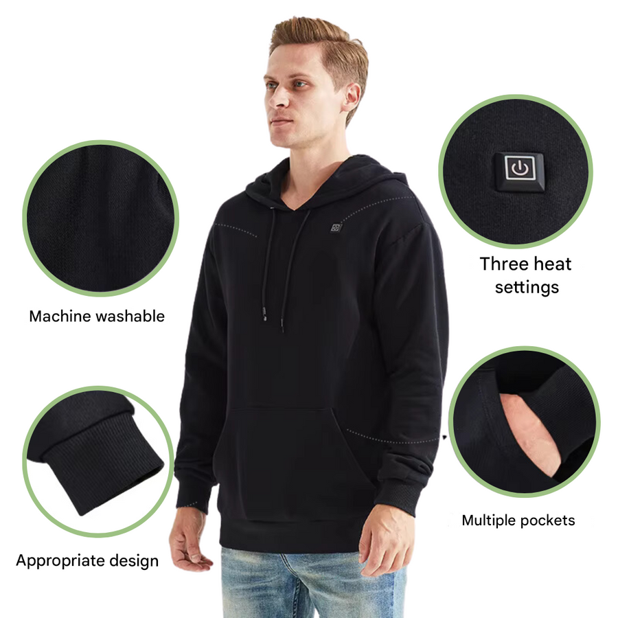 Heated Hoodie USB Rechargeable Waterproof Winter Outdoor Jacket – product view 4 | Great Lakes Outdoor