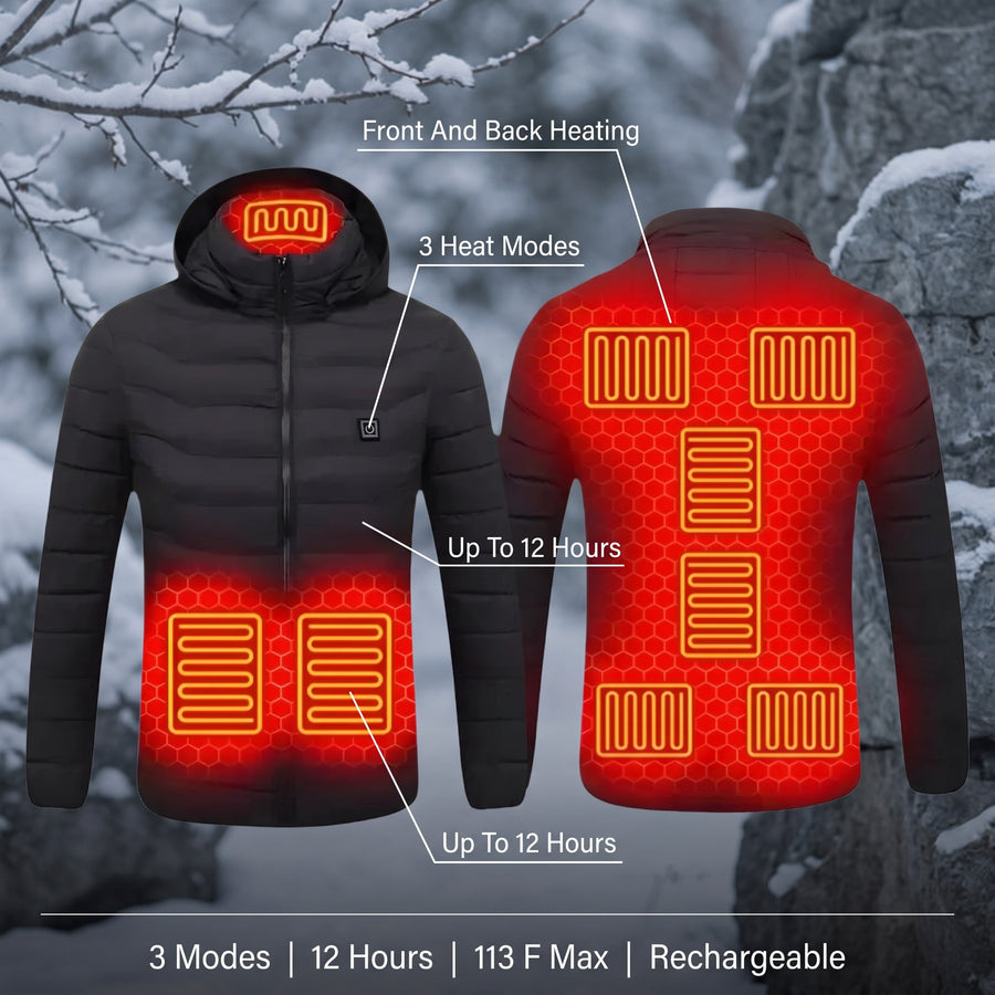 Heated Puffer Jacket Unisex 3 Modes Front And Back Heating 113F, product photo 2