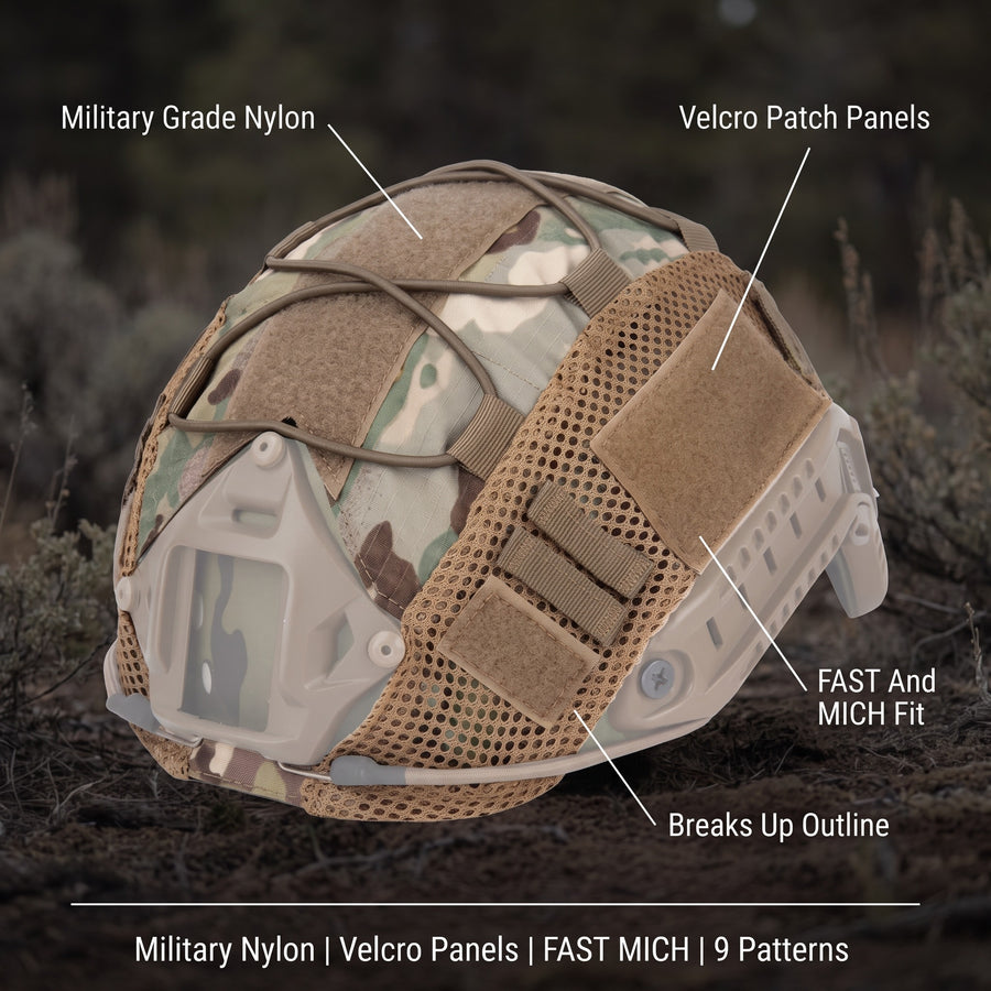 Helmet Cover Military Nylon Velcro Patch Panel FAST MICH Compatible, product photo 2