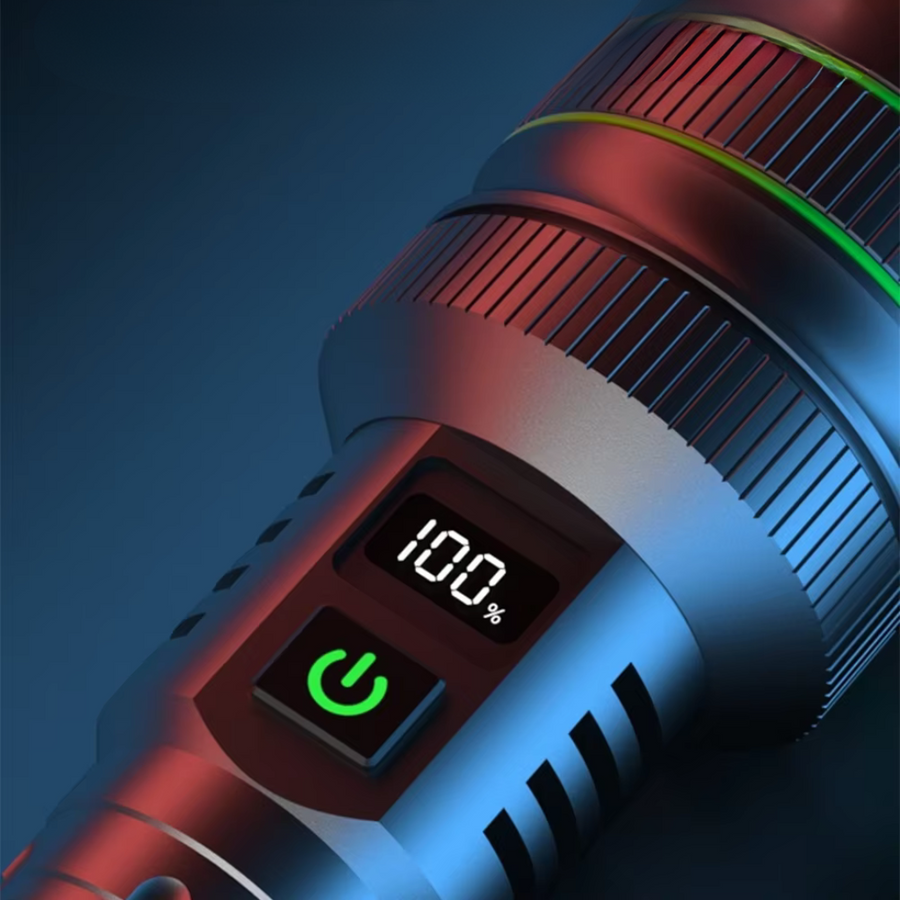 High Lumen LED Flashlight Zoomable Long Range Rechargeable Torch – product view 2 | Great Lakes Outdoor