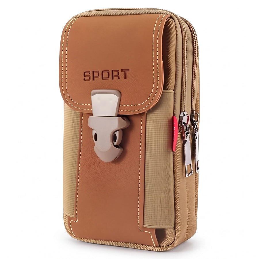 Hiking Belt Bag Compact Waist Pouch Water Resistant Two Zip Pockets, product photo 1